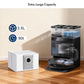 Robot vacuum dust bag container with transparent dust chamber and circular port