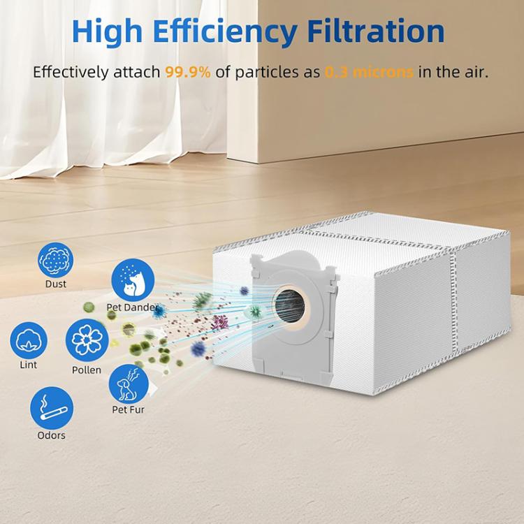 Robot vacuum dust bag with circular filter port for high-efficiency filtration