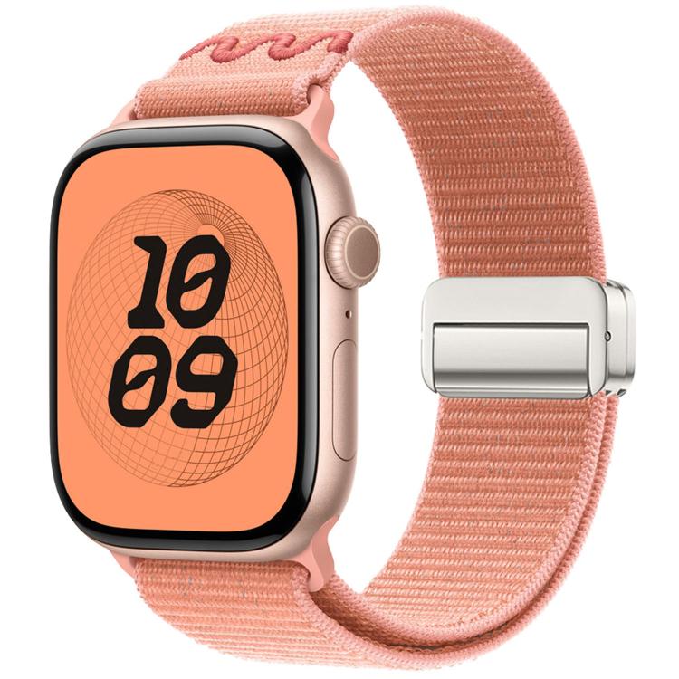 Nylon watch band with magnetic buckle, woven in dusty pink