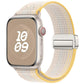 Nylon watch band with magnetic buckle, woven in cream and yellow