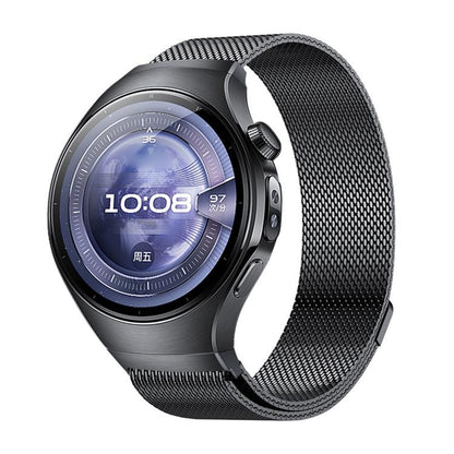 Press Button Seamless Interface Milanese Magnetic Stainless Steel Watch Band, For Huawei Watch 5 46mm