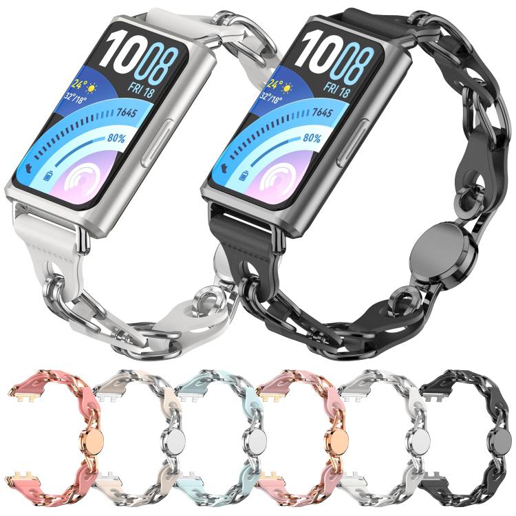 Huawei Band 11 watch bands in black, white, sky blue, beige, and cherry pink