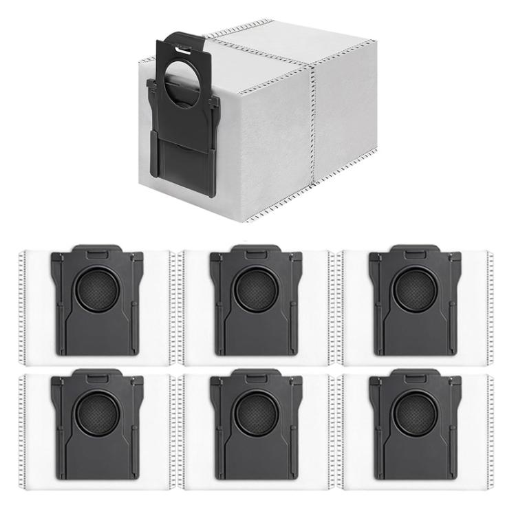 Set of six dark dust filter bags with circular intake and front clamp tab