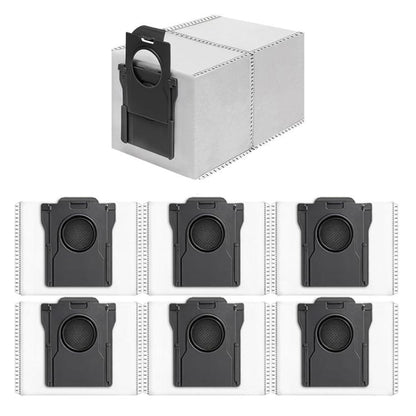 Set of six dark dust filter bags with circular intake and front clamp tab