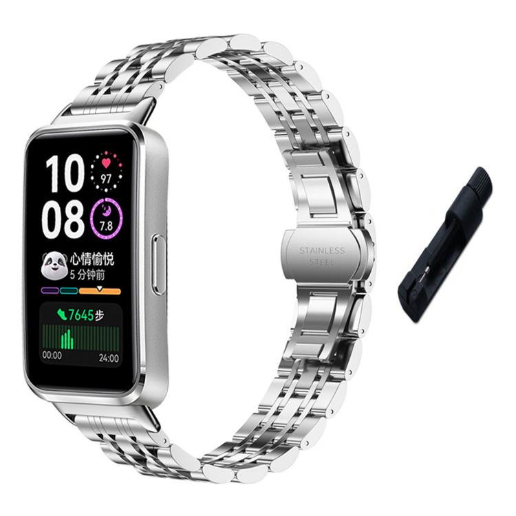 Silver stainless steel watch band with smartwatch and link removal tool