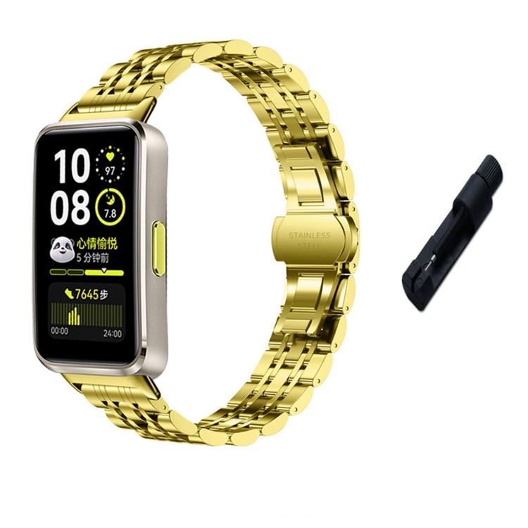 Gold stainless steel watch band with smartwatch and link removal tool