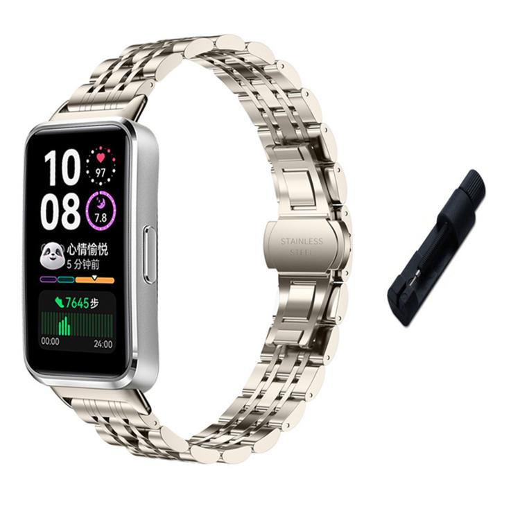 Silver stainless steel watch band with smartwatch and link removal tool