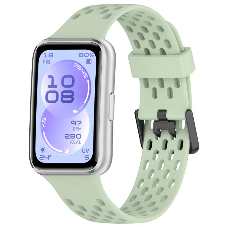 Perforated U-Shaped Dual Buckle Breathable Silicone Watch Band, For Huawei Band 11 / Band 11 Pro