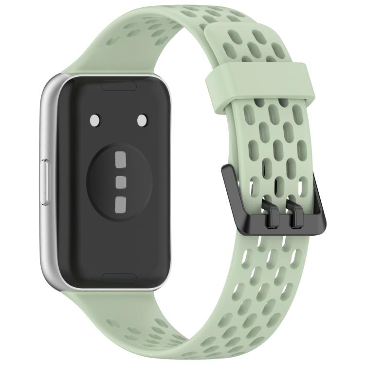 Perforated U-Shaped Dual Buckle Breathable Silicone Watch Band, For Huawei Band 11 / Band 11 Pro