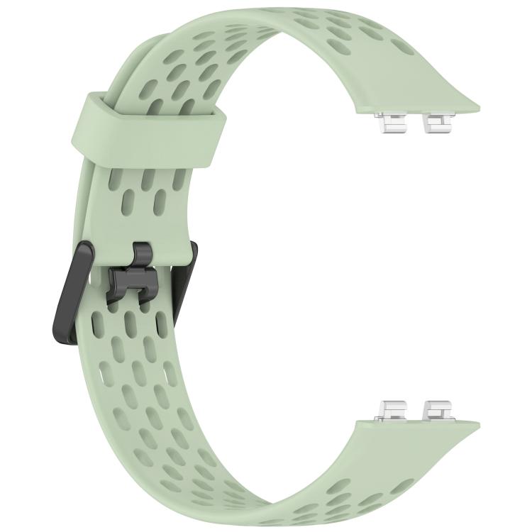 Perforated U-Shaped Dual Buckle Breathable Silicone Watch Band, For Huawei Band 11 / Band 11 Pro