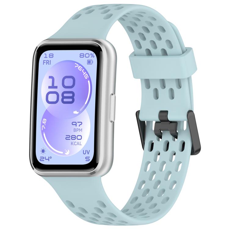 Perforated U-Shaped Dual Buckle Breathable Silicone Watch Band, For Huawei Band 11 / Band 11 Pro