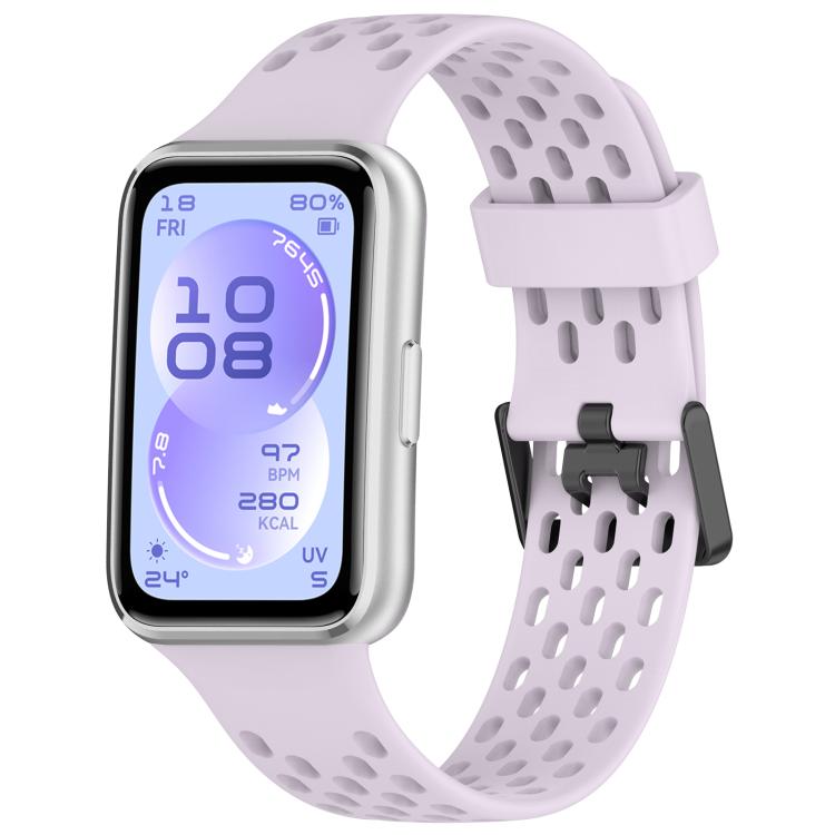 Perforated U-Shaped Dual Buckle Breathable Silicone Watch Band, For Huawei Band 11 / Band 11 Pro