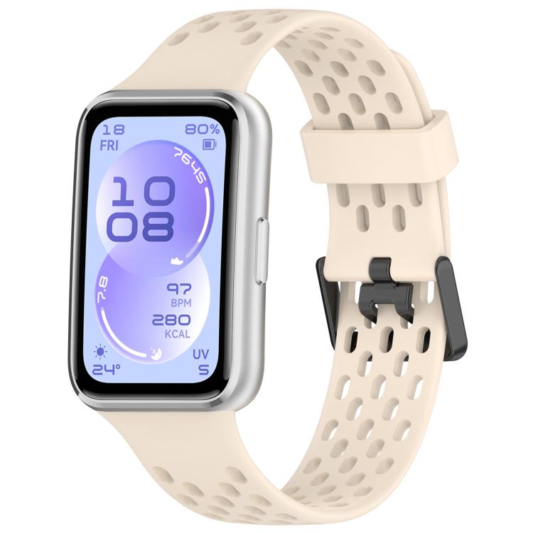 Perforated U-Shaped Dual Buckle Breathable Silicone Watch Band, For Huawei Band 11 / Band 11 Pro
