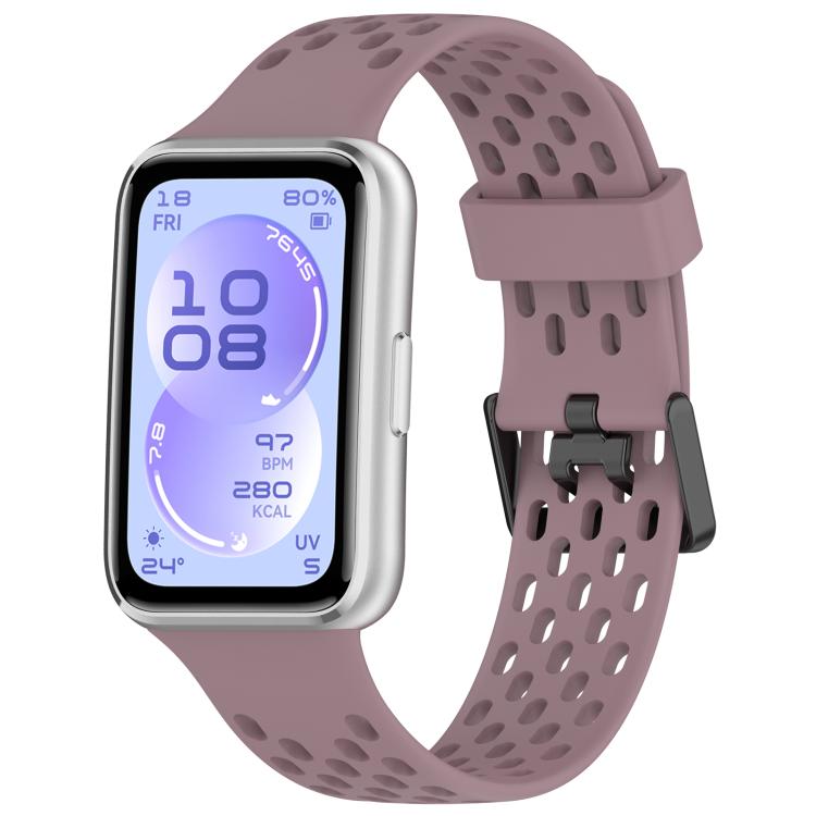 Perforated U-Shaped Dual Buckle Breathable Silicone Watch Band, For Huawei Band 11 / Band 11 Pro