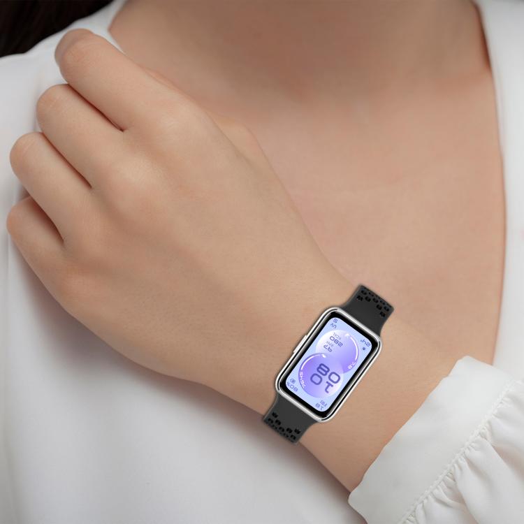 Perforated U-Shaped Dual Buckle Breathable Silicone Watch Band, For Huawei Band 11 / Band 11 Pro