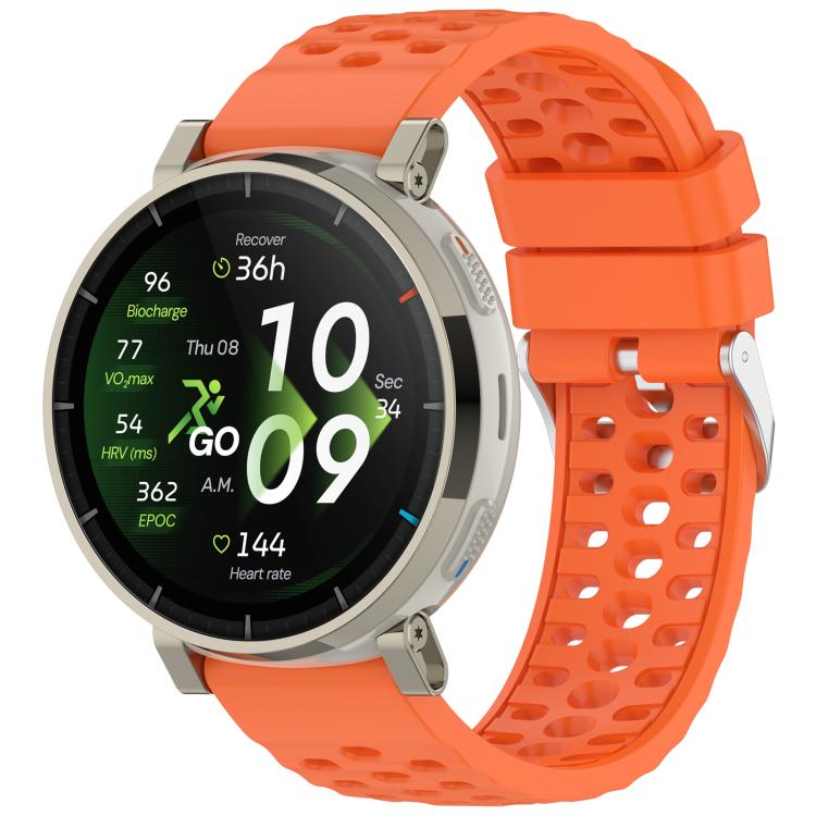 Perforated Pin Buckle Solid Color Silicone Watch Band, For Amazfit Active 3 Premium