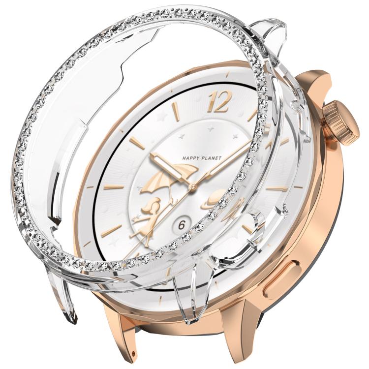 Single Row Diamond Half Coverage Hollow PC Watch Protective Case, For OnePlus Watch 4