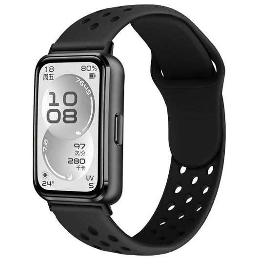 Perforated Design Solid Color Reverse Buckle Silicone Watch Band, For Huawei Band 11 / Band 11 Pro