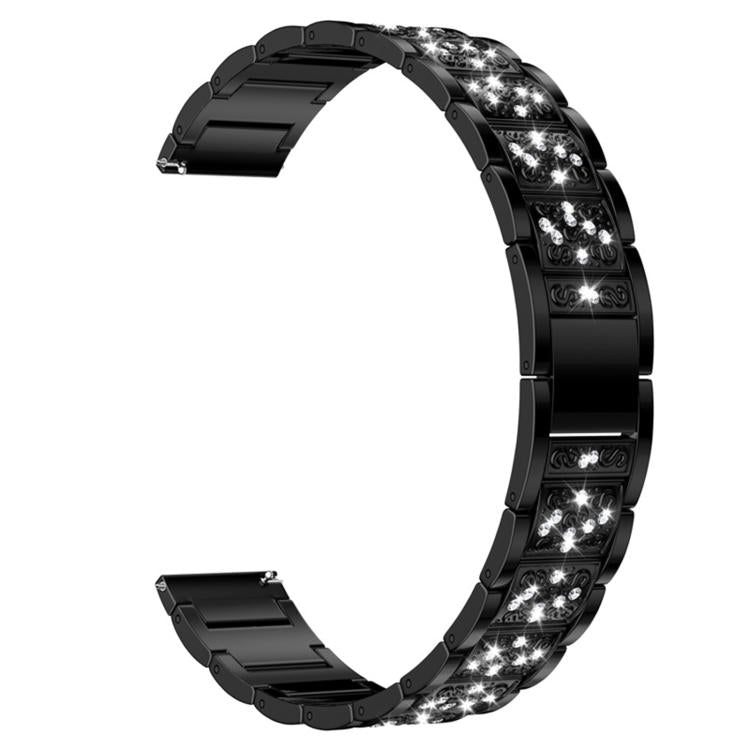 Black metal watch band with sparkling decorative links