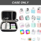 Mini hard storage case for compact printer, open lid with elastic strap divider