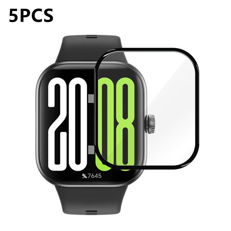 Curved watch screen protector shown beside a black smartwatch face.