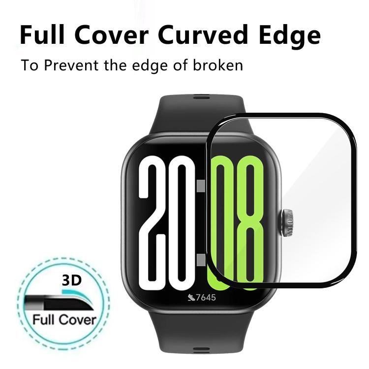 Curved-edge watch screen protector shown covering the smartwatch display.
