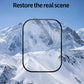 Transparent curved watch screen protector shown against a mountain scene.