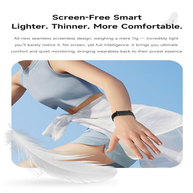Black screenless smart bracelet worn on the wrist during exercise