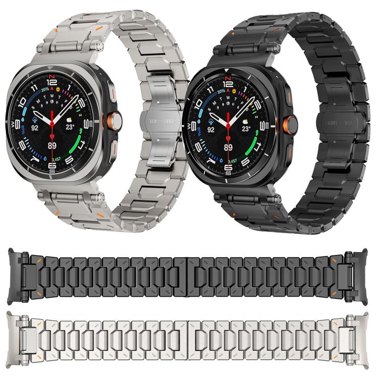 Titanium alloy watch bands with butterfly clasps in silver and black