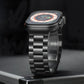 Black three-bead titanium alloy band fitted to a smartwatch