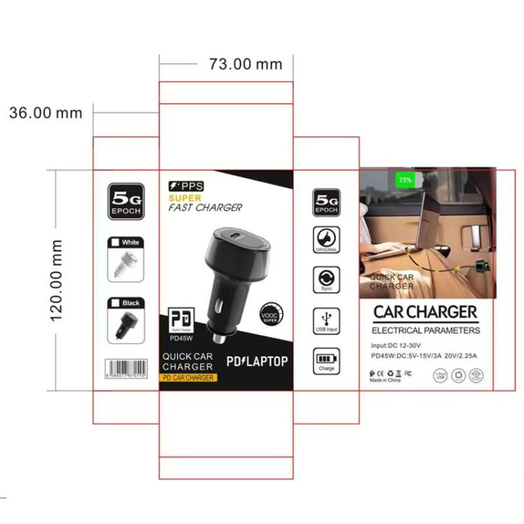 P01 PD45W Type-C / USB-C Buck Boost Car Charger, without Cable