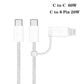 Type-C to Type-C and Type-C to 8-pin cable pair with braided cords