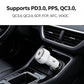 White car USB-C charger adapter with USB-C port in a car console area