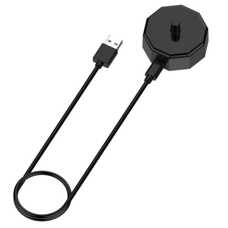 Black USB charging cable with octagonal charging base dock