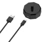 Black charging cable set with USB plug and octagonal charging base dock