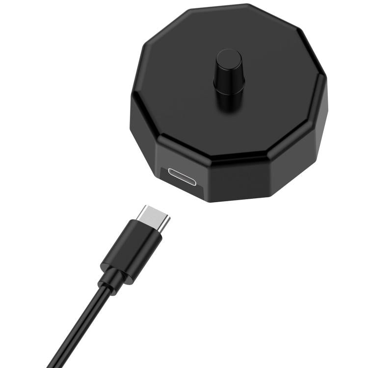 Black octagonal charging base dock with charging cable connector