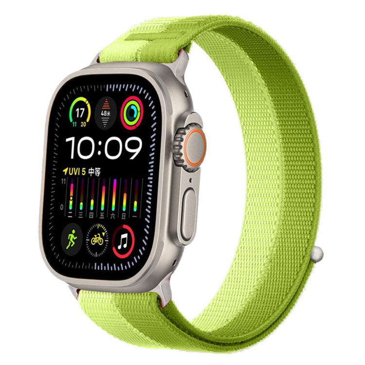 Lime green woven nylon loop watch band with metal connectors