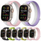 Nylon loop watch bands in pink, purple, black, green, yellow and other colors