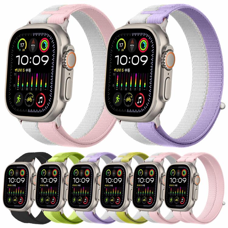 Nylon loop watch bands in pink, purple, black, green, yellow and other colors