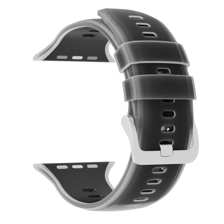 Black two-tone silicone watch band with buckle and adjustment holes