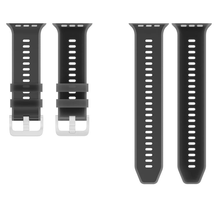 Black two-tone silicone watch band set with buckle and perforated straps