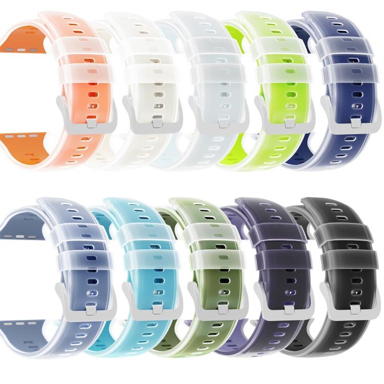 Two-tone silicone watch bands in ten colors, shown in two rows