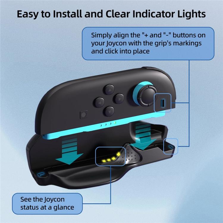 Black controller mouse grip with glowing indicator lights and connector port