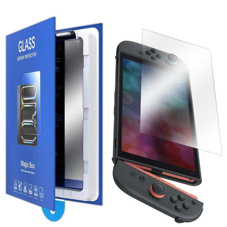 Tempered glass screen protector for Nintendo Switch 2, shown on handheld display