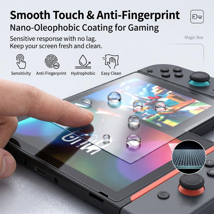 Tempered glass screen protector for Nintendo Switch 2, smooth anti-fingerprint touch