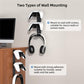 Wall mount stand for controllers and headphones, showing screws and strong adhesive options
