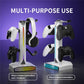 White gaming controller and headphone charging stand with multiple controller slots