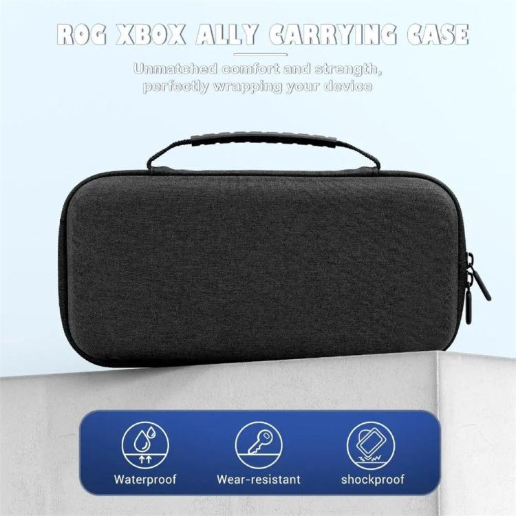 Dark gray EVA console carrying case with top handle, zip closure, and shockproof padded build.
