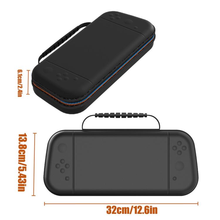 Black PU portable travel case with handle and orange-edged protective shell for Switch
