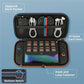 Nintendo Switch storage bag, open front with mesh pocket, black EVA, dual zipper